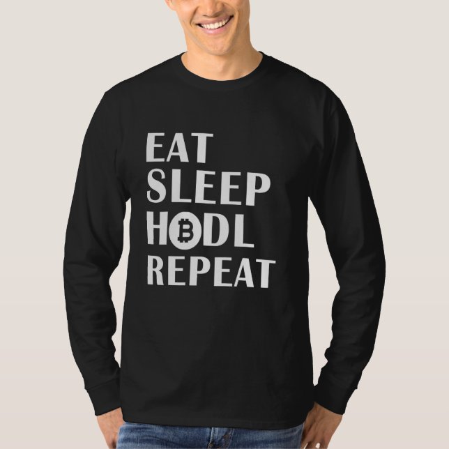 Camiseta Coma O Disco De Sono Repetir Criptografia De Moeda (Frente)