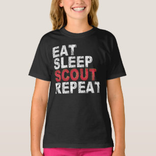 Camiseta Coma o escoteiro Repita Escoteiro Engraçado Escote