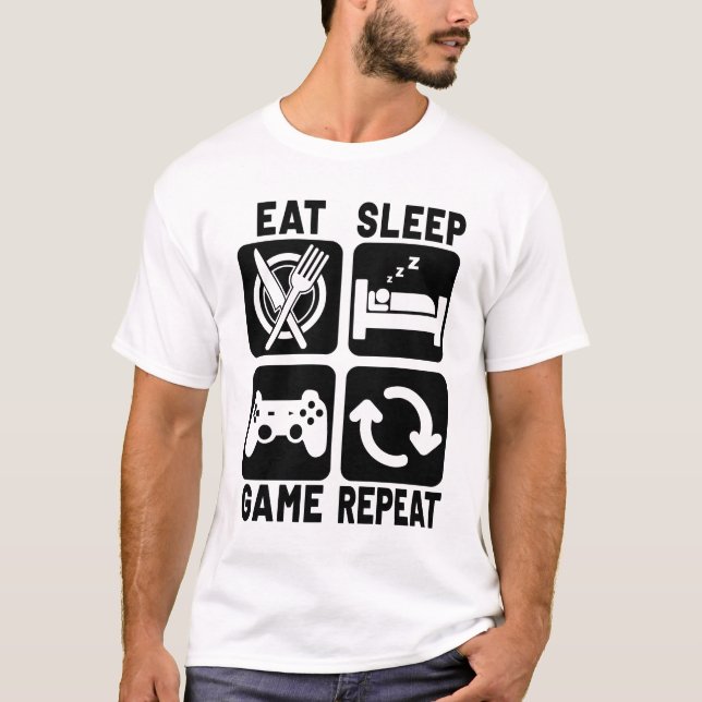 Camiseta Coma o Geek do Nerd de jogos para repetir o jogo (Frente)