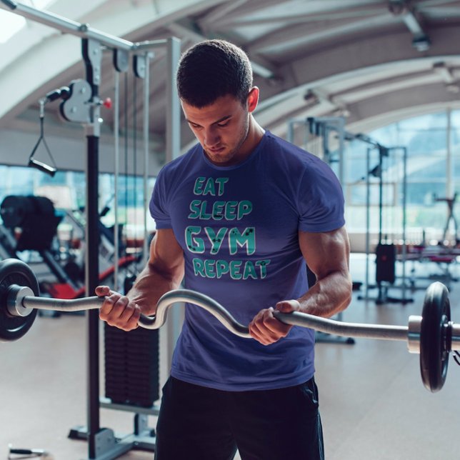 Camiseta Coma o ginásio repetir motivação citando texto azu (Criador carregado)