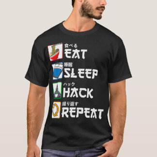 Camiseta Coma o hacker do sono Repetir o hacker japonês