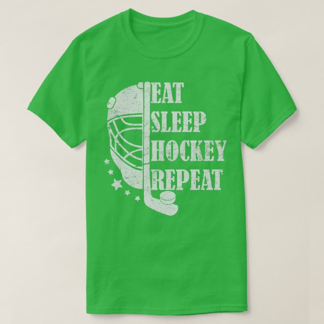 Camiseta Coma o Hockey com Sono Repetir 1 (Frente do Design)
