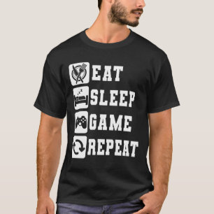 Camiseta Coma o jogo de dormir Repita jogos Legal de tendên