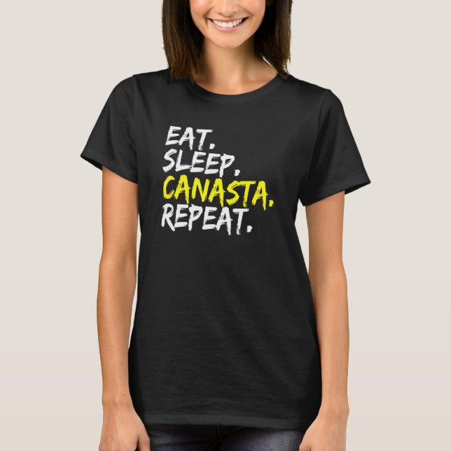 Camiseta Coma o Jogo de Placa Repetida do Canasta de Sono (Frente)
