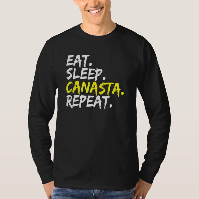 Camiseta Coma o Jogo de Placa Repetida do Canasta de Sono (Frente)