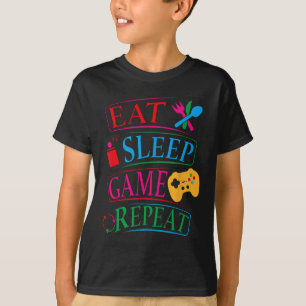 Camiseta Coma o Jogo do Sono Repetir Jogador Engraçado Cita