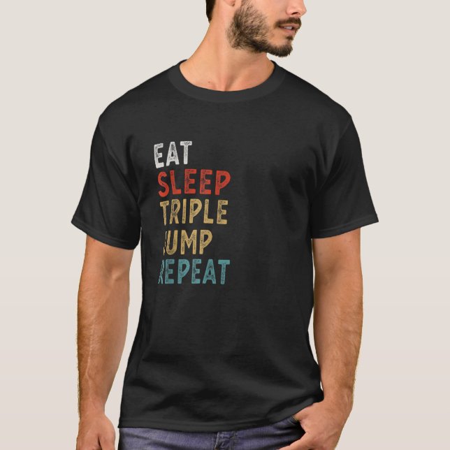 Camiseta Coma o Jogo Triplo do Sono Repetir Ide do presente (Frente)