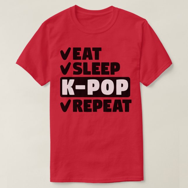 Camiseta Coma o kpop adormecido repetir 1 (Frente do Design)
