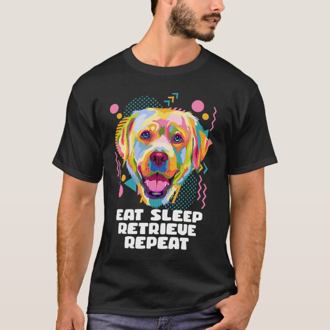 Camiseta Coma o Lab de recuperação do labrador repetido (Frente)