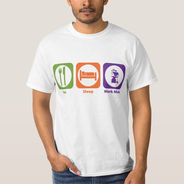 Camiseta Coma o metal do trabalho do sono (Frente)