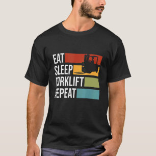 Camiseta Coma o operador de empilhadeira com empilhadeira c