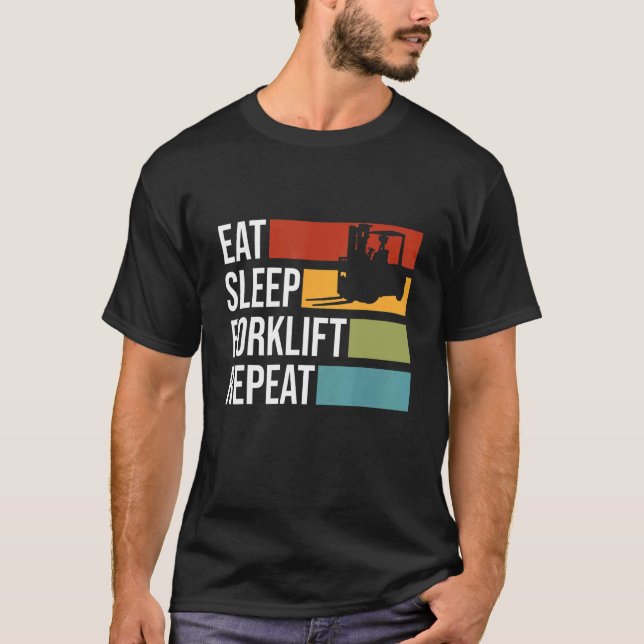 Camiseta Coma o operador de empilhadeira com empilhadeira c (Frente)
