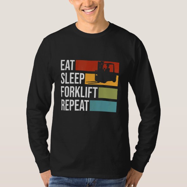 Camiseta Coma o operador de empilhadeira com empilhadeira c (Frente)