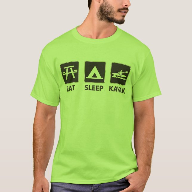 Camiseta Coma o preto do caiaque do sono (Frente)