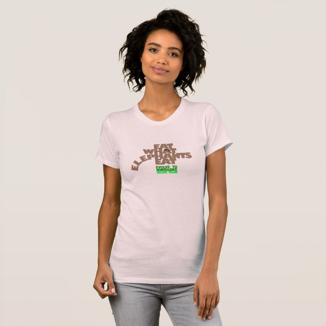CAMISETA COMA O QUE OS ELEFANTES COMEM. VAI O VEGAN. (Frente Completa)