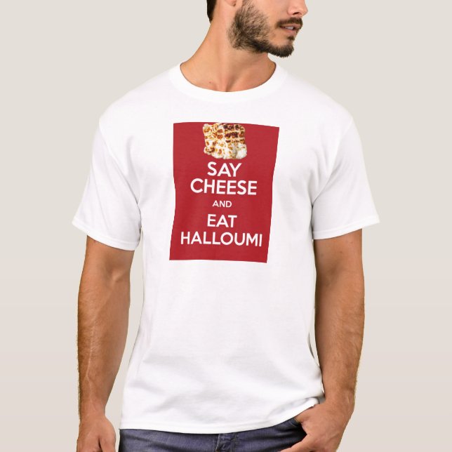 CAMISETA COMA O QUEIJO DO GREGO DE HALLOUMI (Frente)