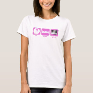 Camiseta coma o rosa do piano do sono
