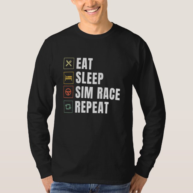 Camiseta Coma O Sim Race De Repetição De Sono Sim Racer (Frente)