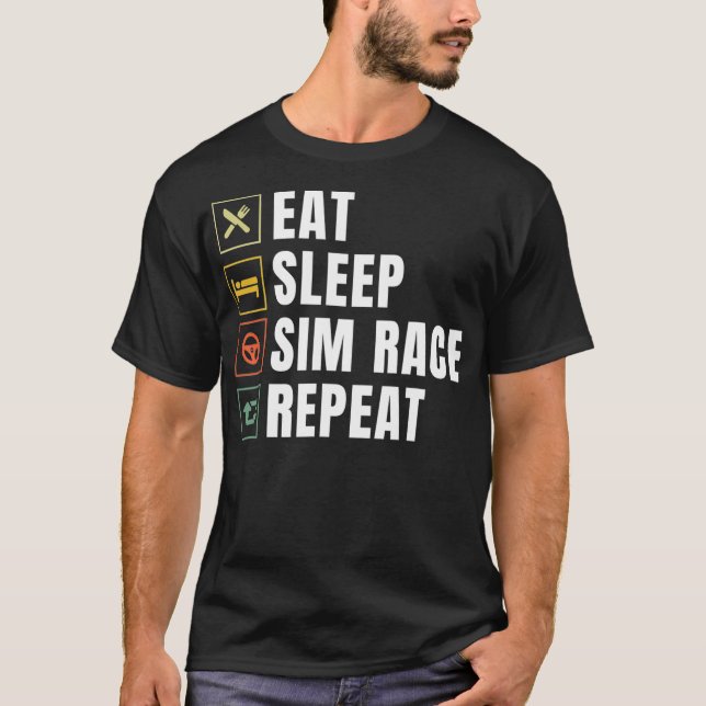 Camiseta Coma O Sim Race De Repetição De Sono Sim Racer (Frente)