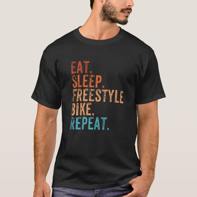 Camiseta Coma o sono bicicleta de estilo livre Repetir Vint (Frente)
