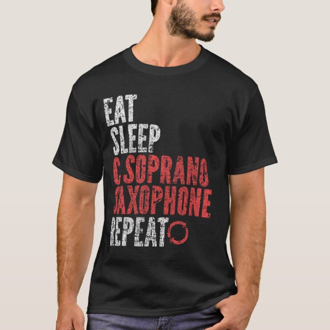 Camiseta Coma o sono C Soprano saxofone Repetir (Frente)
