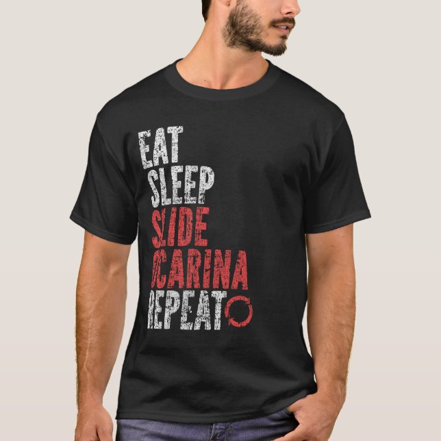 Camiseta Coma o sono, deslize a ocarina, repita (Frente)