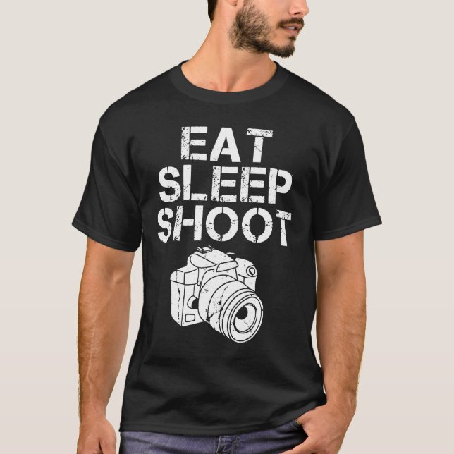 Camiseta Coma o sono Disparar Câmera de Fotografia Engraçad (Frente)