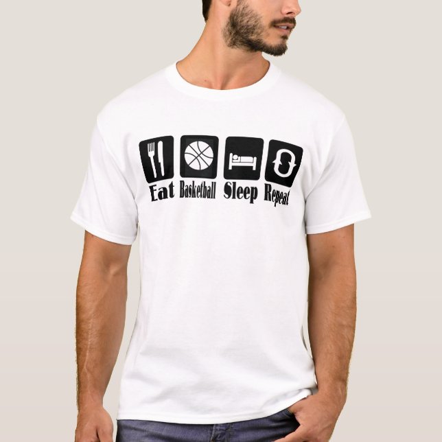 Camiseta coma o sono do basquetebol e repita-o (Frente)