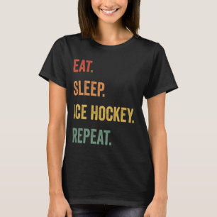 Camiseta Coma O Sono Hockey Com Gelo Repete O Engraçado Hoc