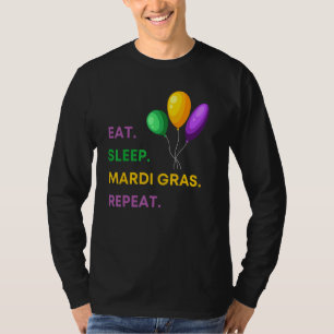 Camiseta Coma o sono Mardi Gras Repete o Festa de Carnaval 