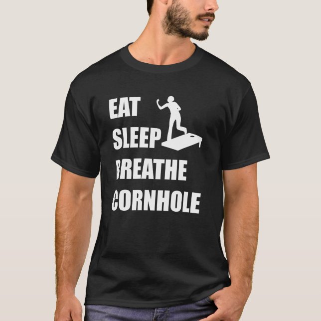 Camiseta Coma o sono respiram Cornhole (Frente)