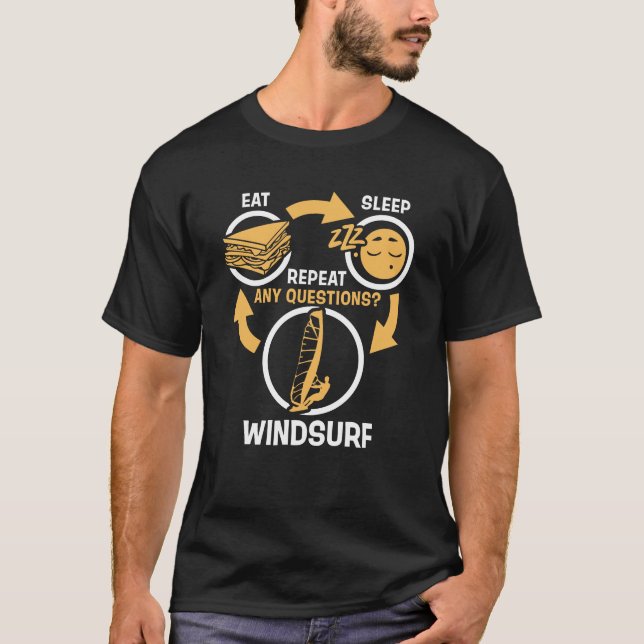 Camiseta Coma o sono Windsurf Windsurfing engraçado da (Frente)