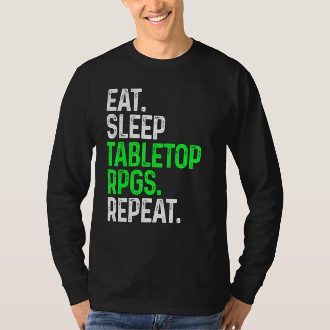 Camiseta Coma O Tabletop Do Sleep Repete Os Jogos Tabletop (Frente)