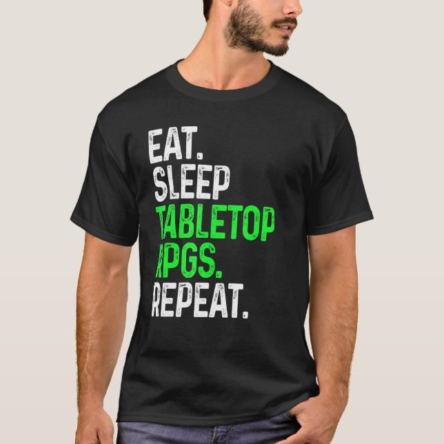 Camiseta Coma O Tabletop Do Sleep Repete Os Jogos Tabletop (Frente)