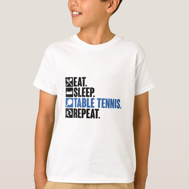 Camiseta Coma o Tênis de Mesa de de latência Repetir o Ping (Frente)