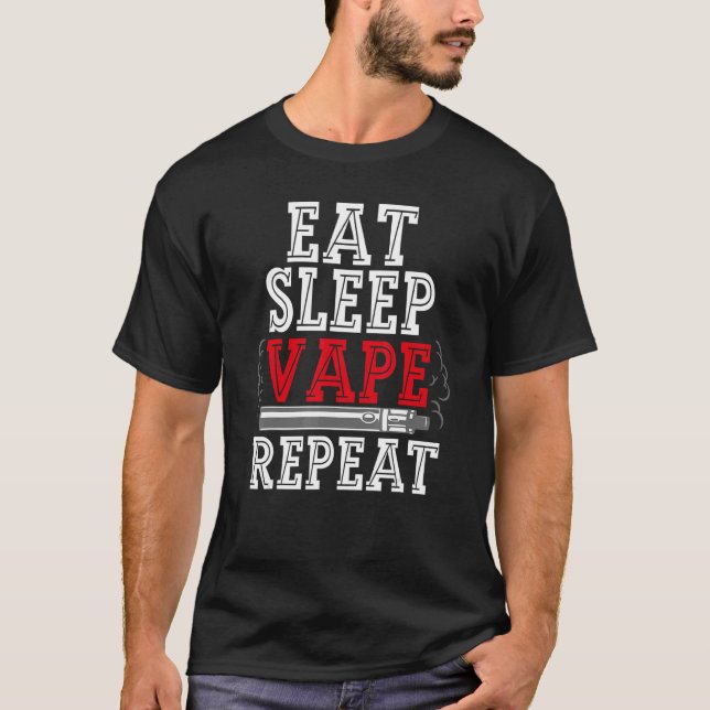 Camiseta Coma O Véu De Sono Repetir Vape Para Homens Comer  (Frente)
