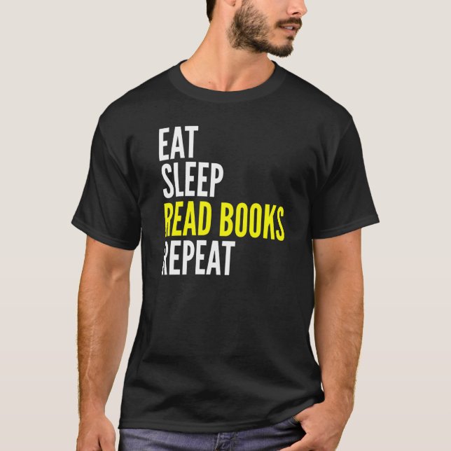 Camiseta Coma os livros de leitura de latência Repetir a le (Frente)