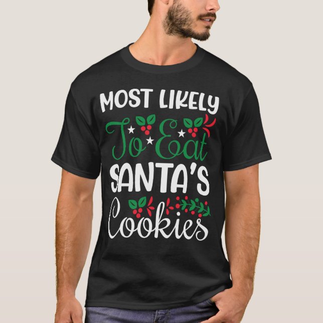Camiseta Coma Papais noeis Cookies Engraçado natal (Frente)