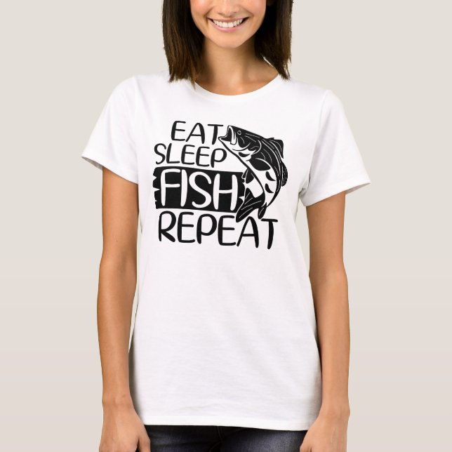 Camiseta Coma Peixe Dormindo Repete Pesca Engraçada (Frente)