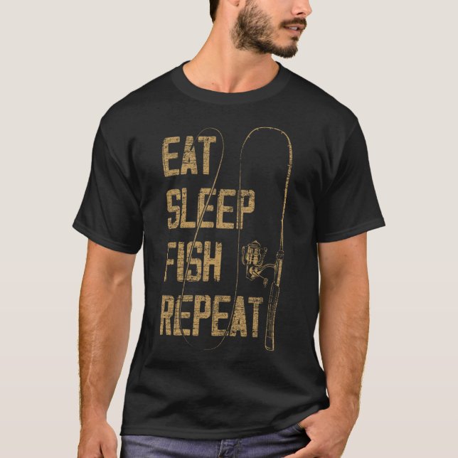 Camiseta Coma Peixe Dormindo Repete Pescoço De Pesca Presen (Frente)
