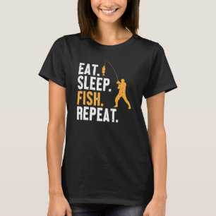 Camiseta Coma Peixe Dormindo Repita Pescador No Mar Profund