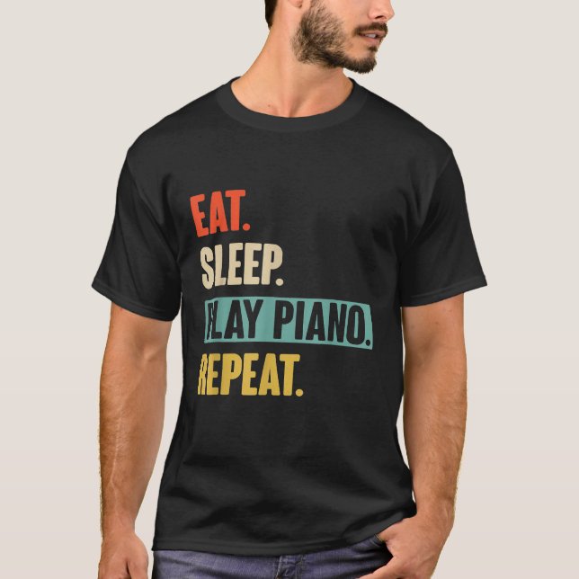 Camiseta Coma Piano de Repetição de Piano de Retração Piano (Frente)