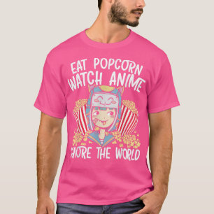 Camiseta Coma Pipoca Assista Anime Ignore O Homem Otaku Mun