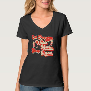 Camiseta Coma pipoca Assista Filmes Dormindo Repetir Pipoca