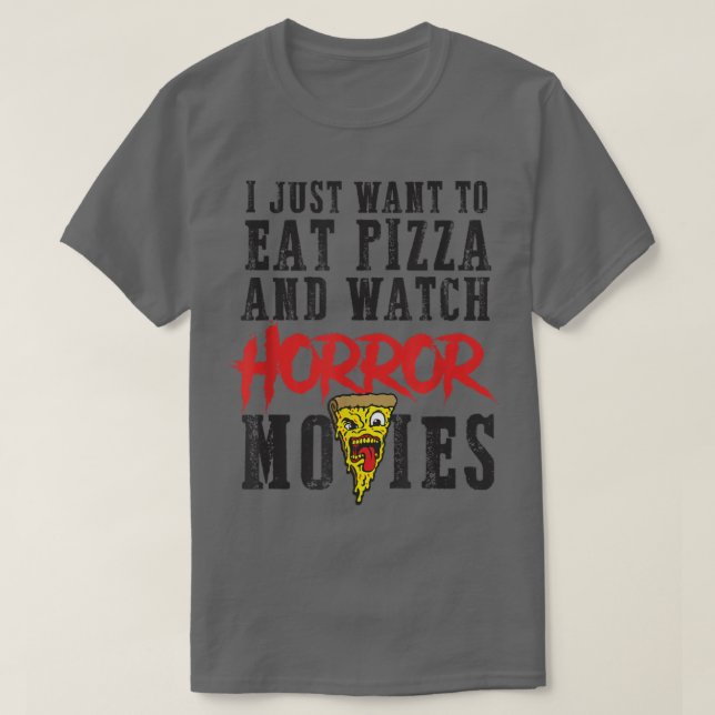 Camiseta Coma pizza assista filmes de terror noite de filme (Frente do Design)