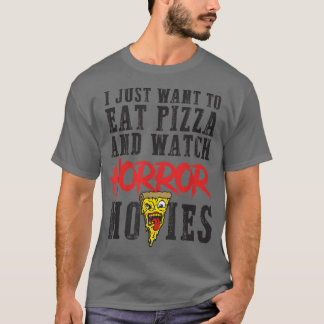 Camiseta Coma pizza assista filmes de terror noite de filme