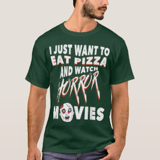 Camiseta Coma Pizza E Assista Amante de Filmes Horrores