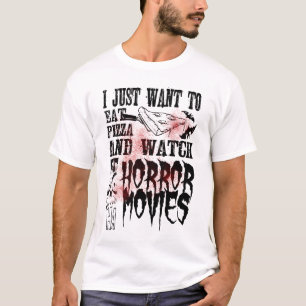 Camiseta Coma Pizza e Assista Filmes de Terror Funny Hallow