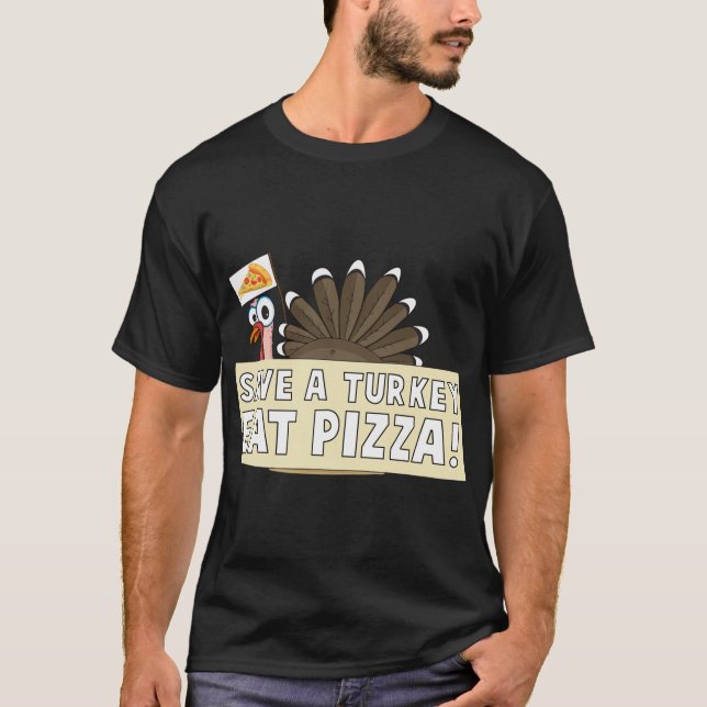 Camiseta Coma Pizza Engraçada Vegetariana de peru de Natal  (Frente)