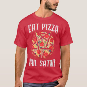 Camiseta Coma Pizza Hail Satã Occultismo Pentagram